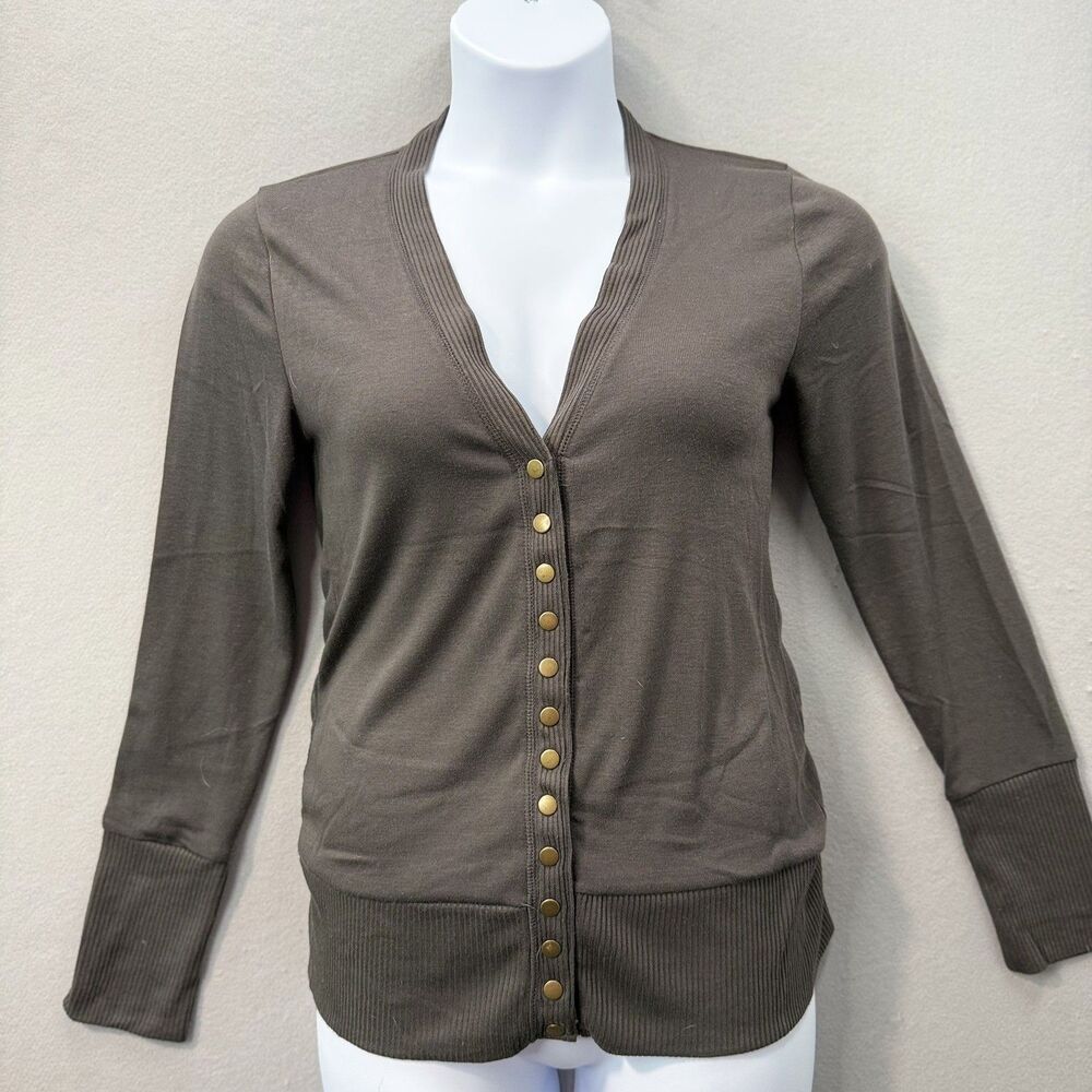 Zenana Brown V-Neck Button Front Knit Cardigan Sweater Women’s L